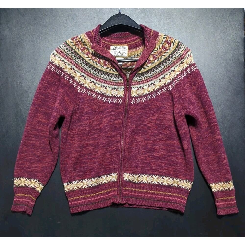 Vintage Heirloom Collectibles Womens M Cardigan Sweater Full Zip Fair Isle 90s